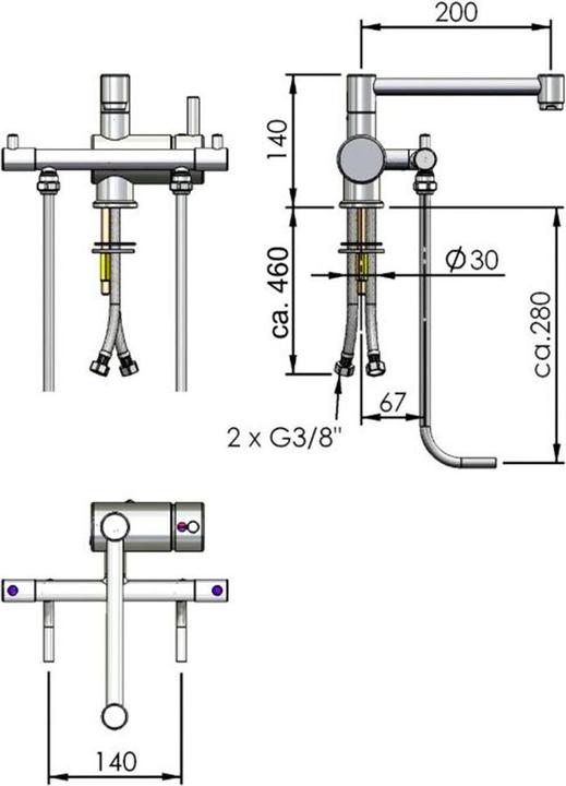 Produktbild Ich-zapfe Wasserarmatur - Einhebel-Mischbatterie „Echtermann“ für 2 Becken Niederdruck