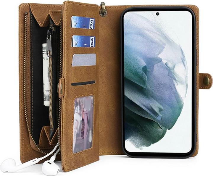 Actual product image Megshi Galaxy S21 FE - wallet case combo brown (Samsung Galaxy S21 FE)
