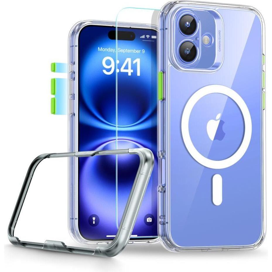 ESR Etui Classic Pro Set Halolock MagSafe na iPhone 16 - przezroczyste (Apple iPhone 16), Cover smartphone, Trasparente