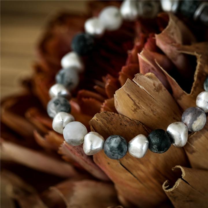 Immagine prodotto Andreani Bracciale con vera agata a macchie (8 cm, Pietre)