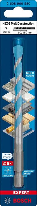 Actual product image Bosch Professional Zubehör EXPERT HEX-9 MultiConstruction drill, 7 x 90 x 150 mm (7 mm)