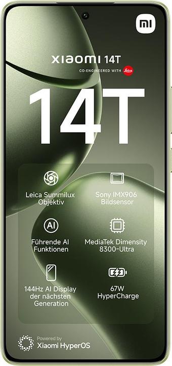 Productafbeelding Xiaomi 14T 12GB/256GB Citroengroen (256 GB, Citroengroen, 6.67", Dubbele SIM, 5G)