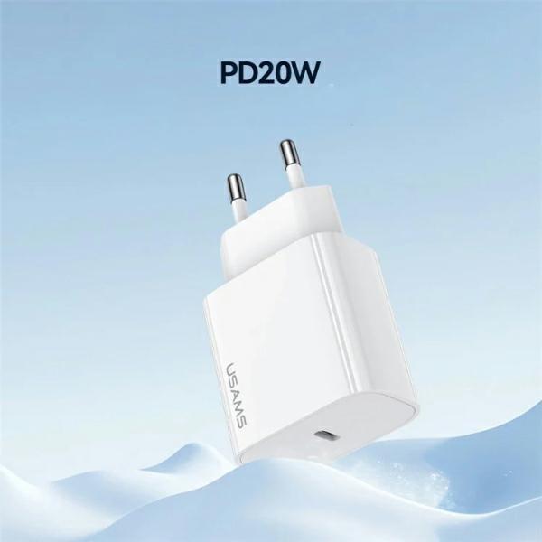Image du produit Usams Ład. siec. 1xUSB-C T65 PD20W PD Fast Charging US-CC226 + câble USB-C/Lightning US-SJ712 30W bi (20 W, 1 portion)