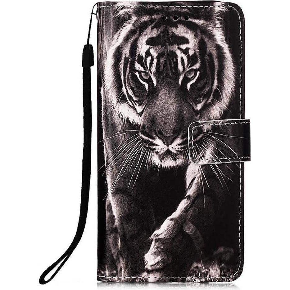 Cover-Discount iPhone 15 - Leder Etui Hülle Tiger (Apple iPhone 15), Smartphone Hülle