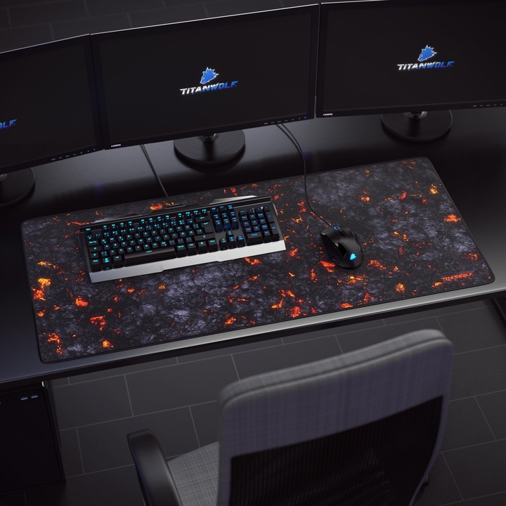 Produktbild Titanwolf Gaming Mauspad XXL, glattes Stoffgewebe, Speed Mausmatte 900 x 400mm grosse Fläche, Lavamotiv (XXL)