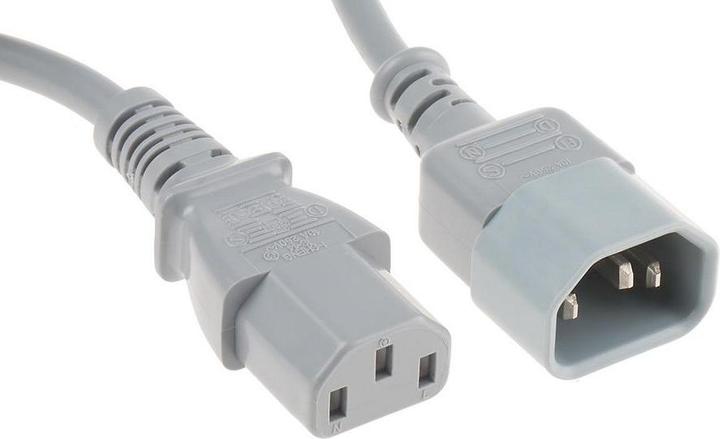 Actual product image RS PRO Mains cable, A IEC C13 / socket, B IEC C14 / plug, 500mm grey (0.50 m)
