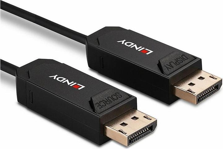 Actual product image Lindy 30m Fibre Optic Hybrid DP 2.0 UBHR10 Cable 40Gbps, up to 8K60 (30 m, DisplayPort, 2.0)