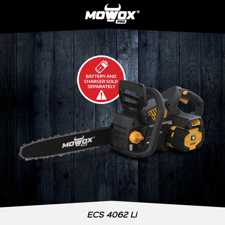Produktbild Mowox MoWoxPRO ECS 4062 Li 62V Excel Series Hand Held Battery Chain Saw With Toolless Saw Chain Tension Sy (Akku Kettensäge)