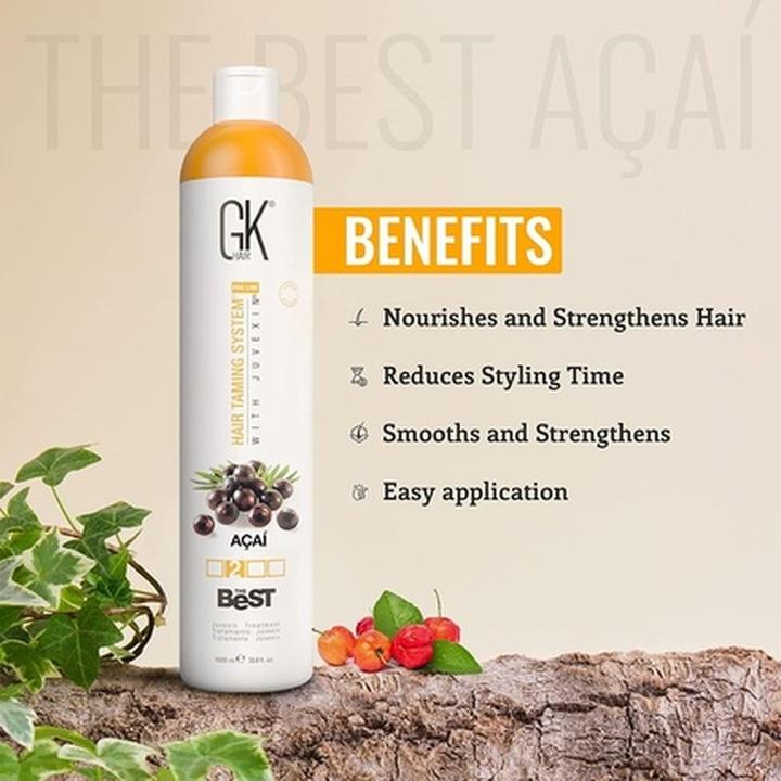 Immagine prodotto Gk Hair Global Keratin Il miglior trattamento lisciante alla cheratina ACAI Vegan per capelli brasiliani (1000 ml)