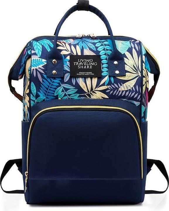 Immagine prodotto Only-Bags.Store Borsa per pannolini con stampa a foglie, zaino per mamma con maniglia superiore, zaino da viaggio