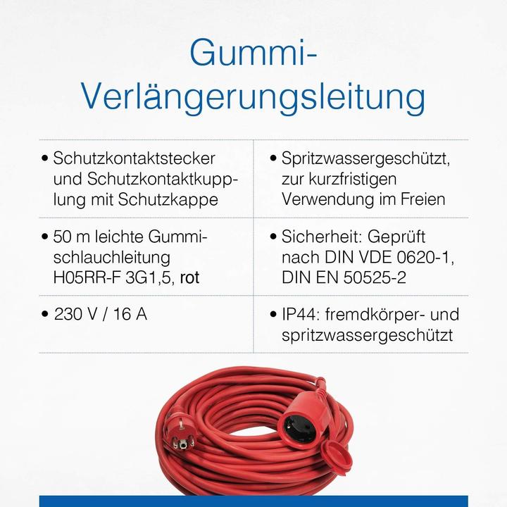 Actual product image As - Schwabe Rubber extension cable (50 m, CEE 7/3)
