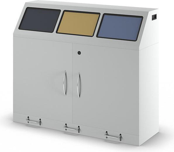 Actual product image Recyclable waste collector, steel, capacity 3 x 70 l, 3 inner containers, with (210 l)