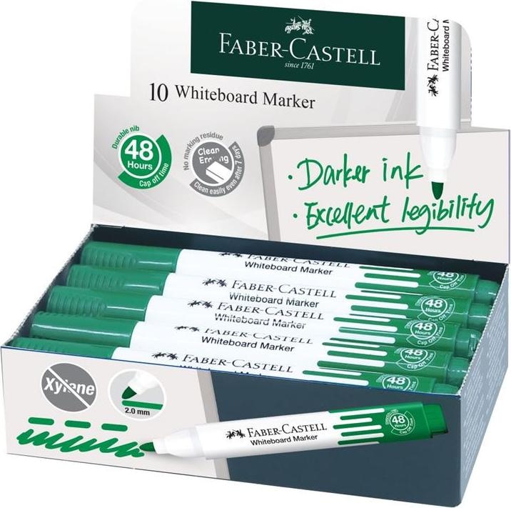 Actual product image Faber-Castell Marker Whiteboard W20 grün 10 Stück (Green, 2 mm, 1 x)