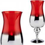 Giftdecor portacandele in cristallo argento e rosso (13 x 13 x 35 cm)