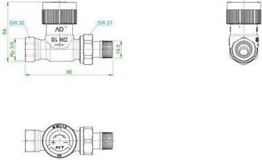 Actual product image Oventrop OV thermostatic valve series AV 9 M 30x1.5, PN 10, passage DN 10