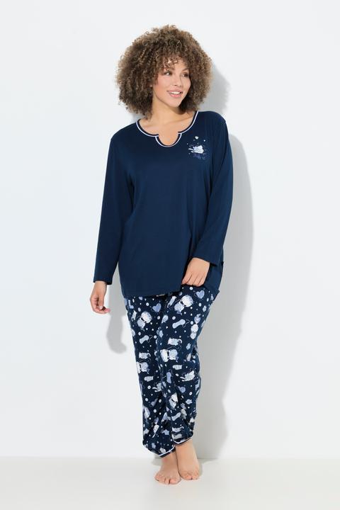 Produktbild Ulla Popken Pyjama, Katzen, Tunika-Ausschnitt, Langarm (54)