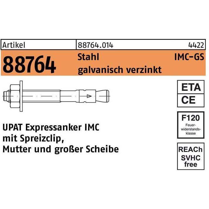 Thumbnail - Upat, Dübel, Expressanker R 88764 IMC 12/100/196 GS Stahl galvanisch verzinkt (20 Stk.)