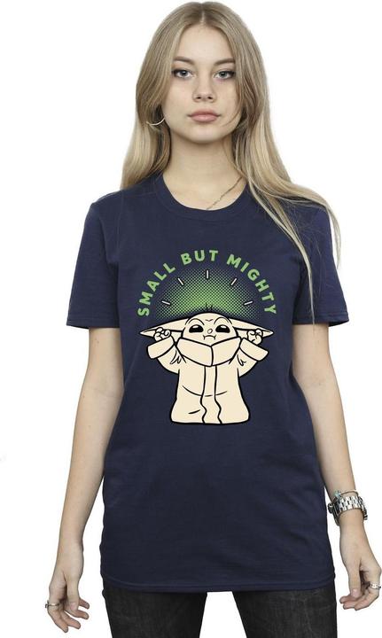 Actual product image Star Wars Womens/Ladies The Mandalorian Small But Mighty Grogu Cotton Boyfriend T-Shirt (3XL)