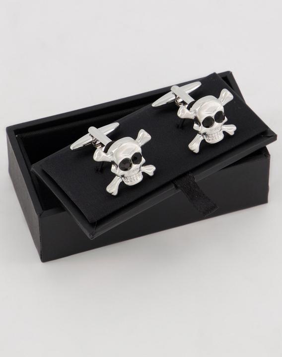 JP1880 Gemelli con teschio color argento (5% di cristallo, Tessuto esterno: 95% ottone)