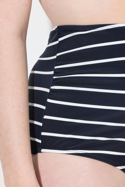 Actual product image Ulla Popken Bellieva striped wide stretch insert swim brief (46, 48)