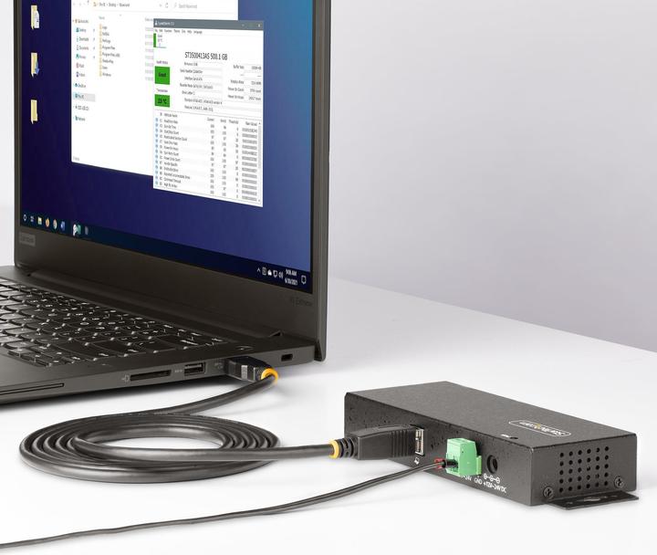 Actual product image StarTech COM 7-port USB 3.0 hub Managed industrial enclosure ESD/surge protection Wall/table/rail mounting (USB-B, 7 ports)