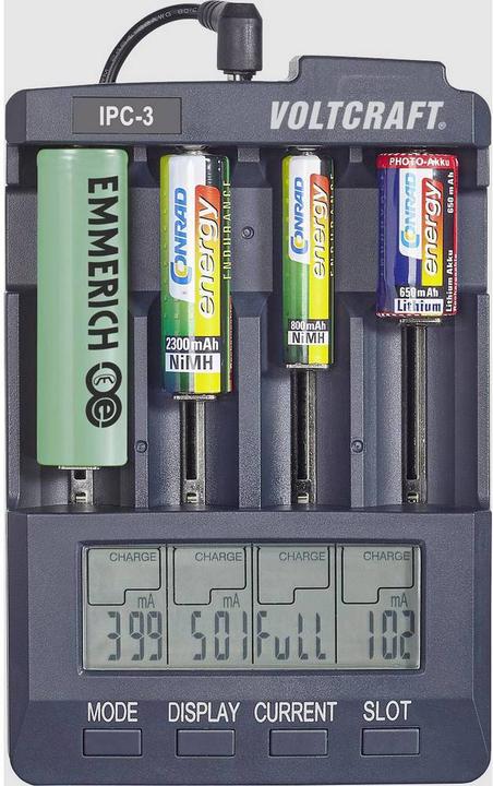 Image du produit Voltcraft Chargeur de piles rondes IPC-3 (1 pcs, 14500, 18650, AA, CR123A, Chargeurs sans batterie)