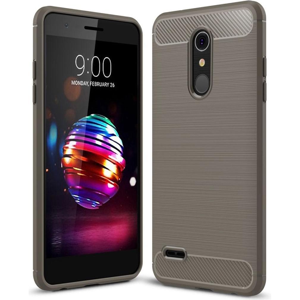 König Design Hülle Handy Schutz für LG K8 (2018) Case Cover Bumper Carbon Optik Etui TPU Grau (LG K8 2018), Smartphone H...
