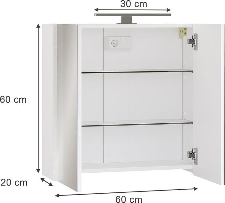 Immagine prodotto Vicco Badspiegelschrank Lavio, Weiss, 60 x 60 cm mit LED-Beleuchtung (60 x 60 x 20 cm)