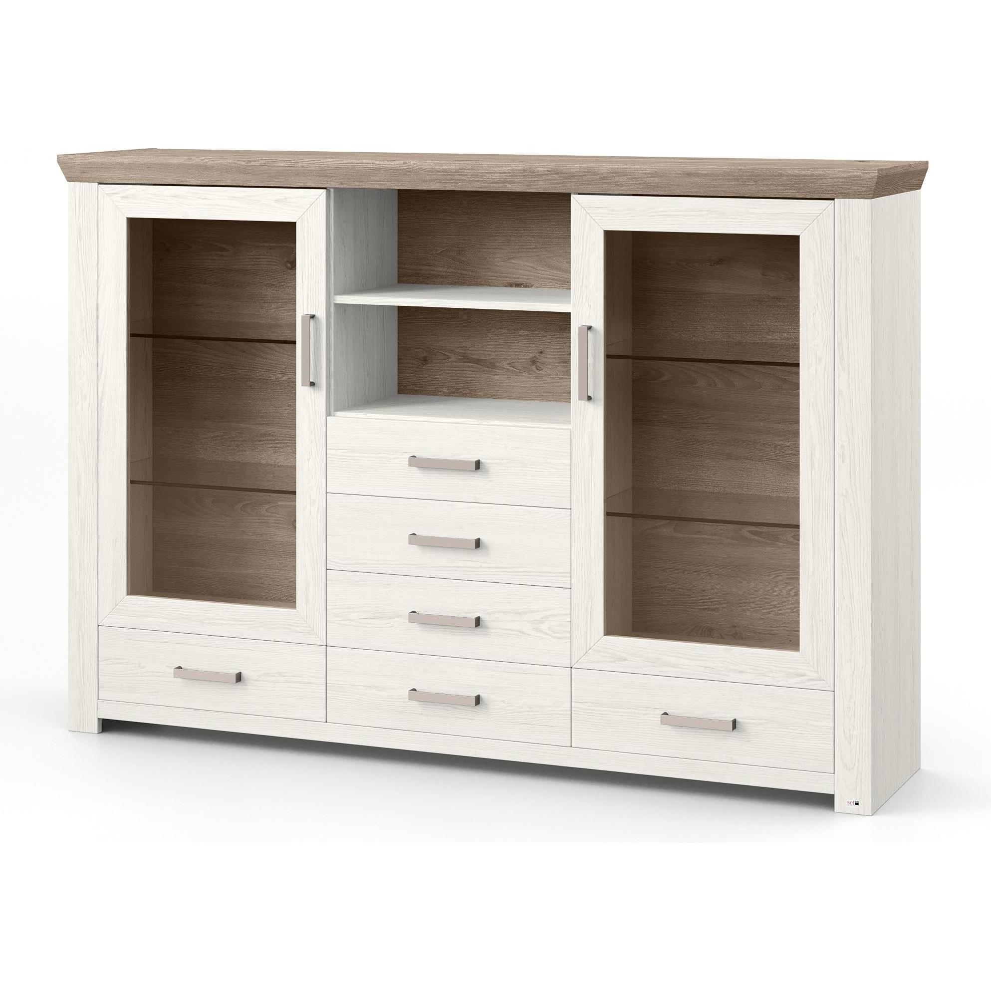 Set One by Musterring, Kommode + Sideboard, Set One Highboard York 56-B Pino Aurelio/Eiche Nelson