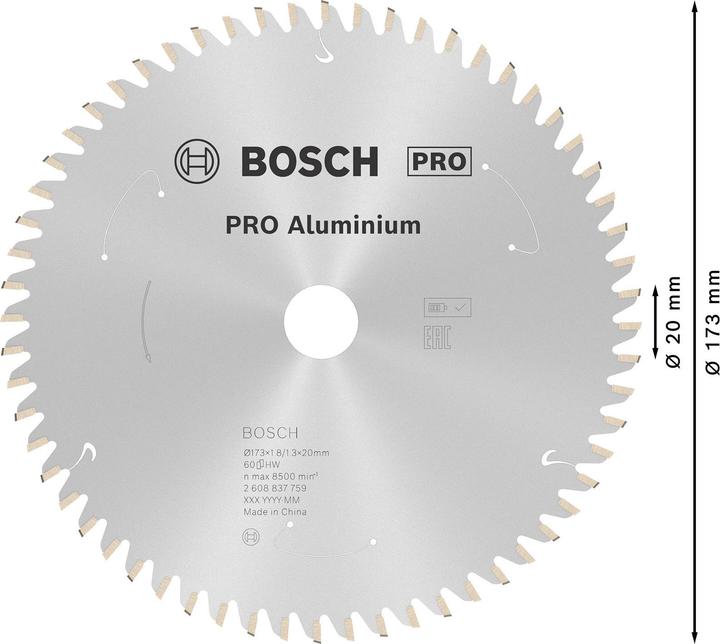 Produktbild Bosch Professional Zubehör PRO Aluminium cordless Kreissägeblatt, 173 x 1,8 x 20 mm