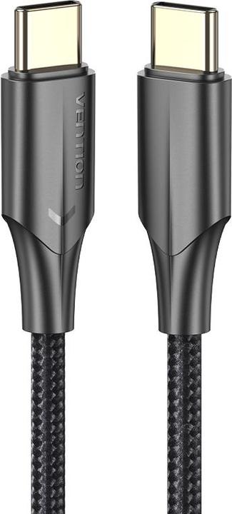 Actual product image Vention Nylon Braided USB 2.0 C Male to C Male 3A Cable 1M Black LED Type (1 m, USB 2.0)