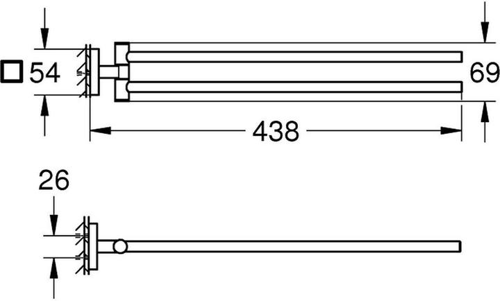 Actual product image Grohe Start Cube QuickFix towel rail, 2-arm, adhesive, chrome