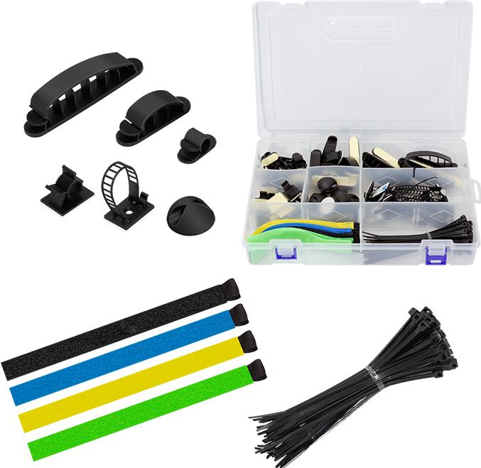 Image du produit LogiLink Kabel-Organisations-Set in einer Box, 8-Artikel, 128 Stk., gemischtfarbig