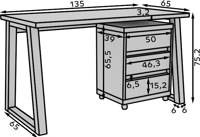 Actual product image ADRK Furniture Desk with container IWO I (65 x 65 x 40 cm)