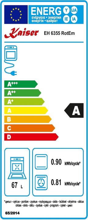Label énergétique Kaiser EH 6355 RotEm+KCT 6185 RotEm