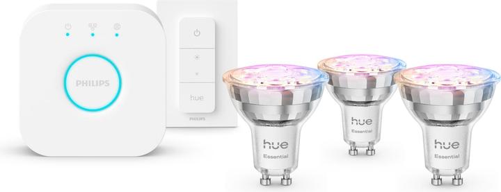 Produktbild Philips Hue Starter Kit Essential White & Color Ambiance + Bridge (GU10, 4.70 W, 345 lm, 5 x, F)