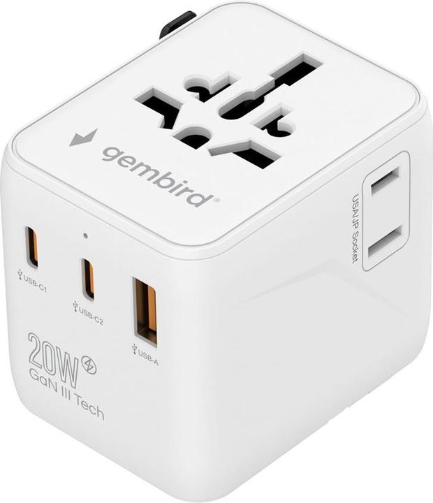Produktbild Gembird Adapter TPA-1A2C20-01-W Universal travel power adapter, 20 W, white |