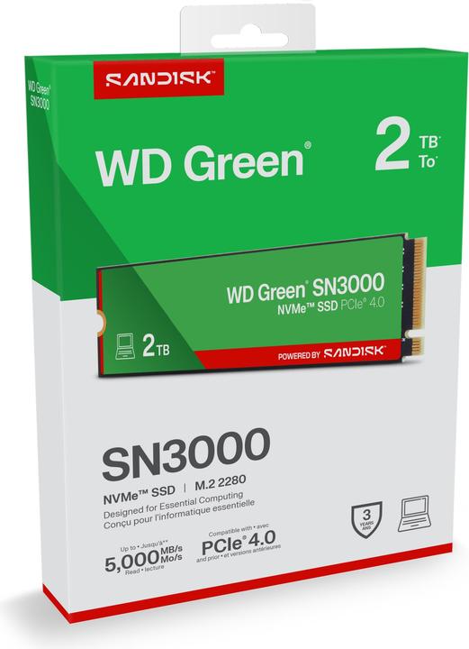 Actual product image WD Green SN3000 powered by SANDISK (2000 GB, M.2 2280)