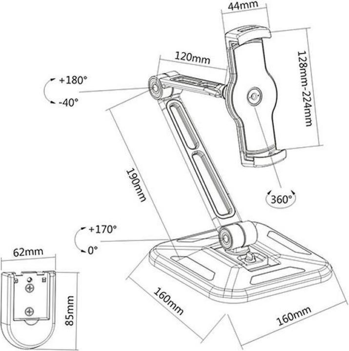 Actual product image Techly Np Extensible Support - Mounting Kit (Wall Mount, Bracket for Desk