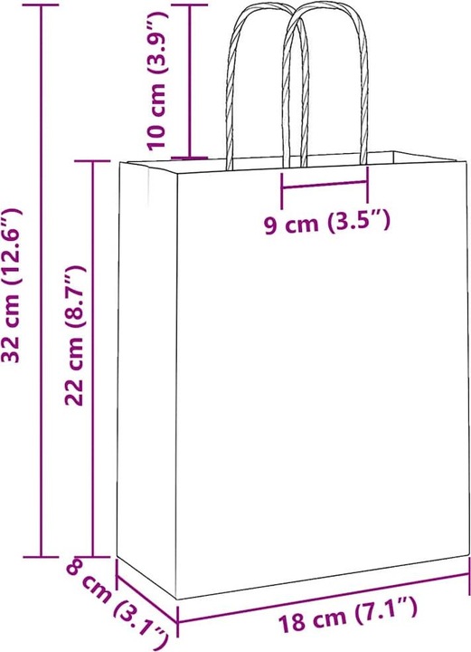 Produktbild VidaXL Kraftpapiertüten 250 Stk. mit Henkel Grün 18x8x22 cm Papiertüte (Geschenktüte, 250 x)
