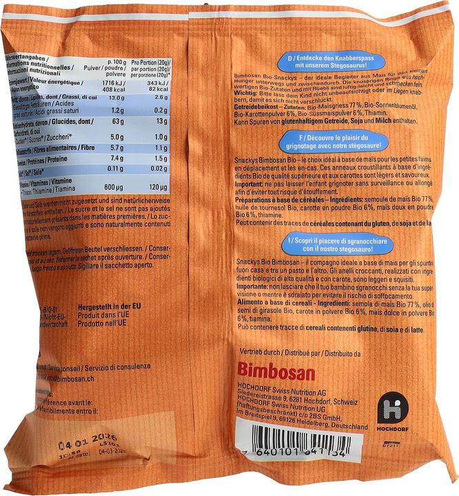 Valeurs nutritives et ingrédients Bimbosan Bio-Snackys-Gemüse (20 g)