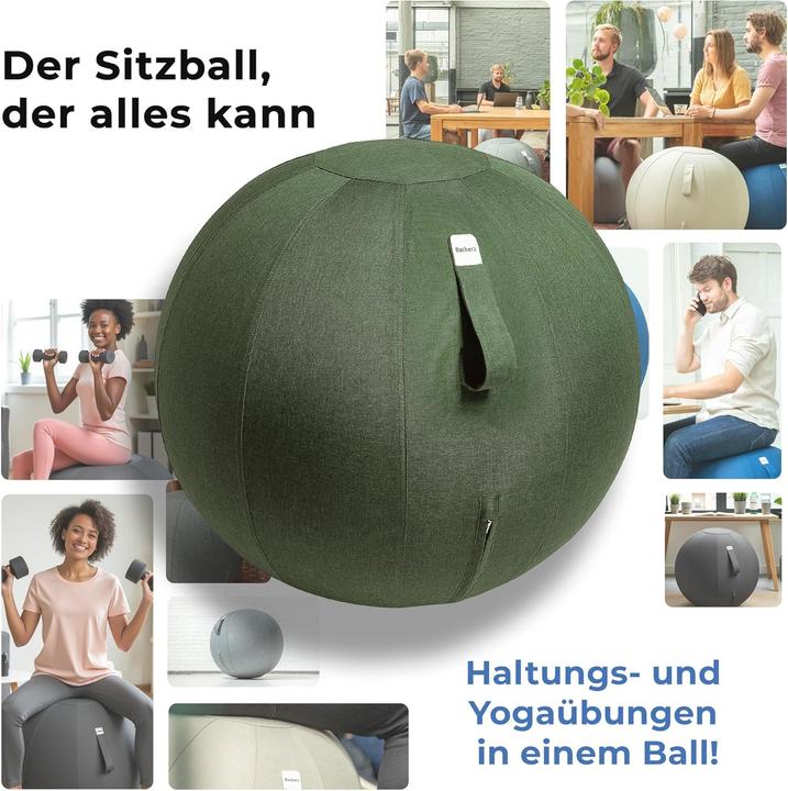 Immagine prodotto Backerz Ergonomischer Büro-Sitzball mit Leinenbezug (65 cm) (65 cm)