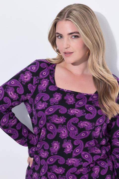 Produktbild Ulla Popken Longshirt, Paisley, A-Linie, Carré-Ausschnitt, Langarm (54)