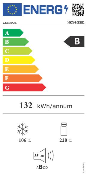 Etichetta energetica Gorenje Kühl-Gefrierkombi NK79B0DBK bk B (Speditionsversand) (326 l)