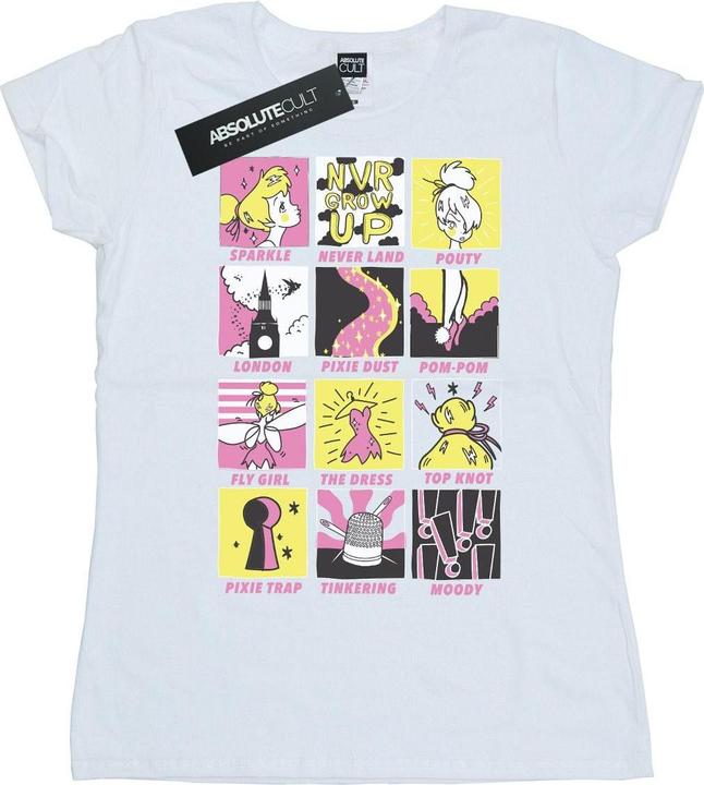 Actual product image Disney Womens/Ladies Tinkerbell Squares Cotton T-Shirt (XL)
