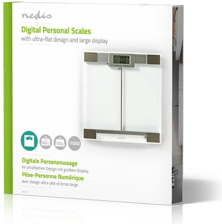 Immagine prodotto Nedis Bilancia pesapersone digitale Vi drio temprato (180 kg)