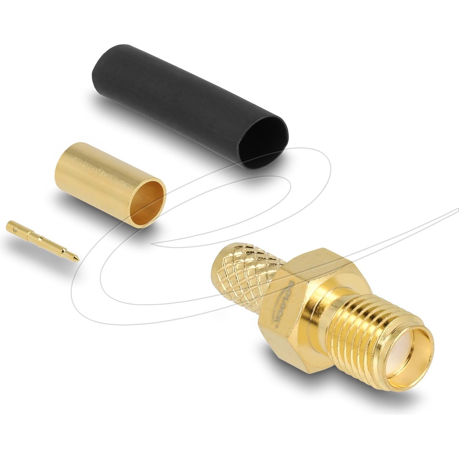 Delock RP-SMA Buchse zum Crimpen LMR200mit passendem Schrumpfschlauch (Spine e connettori), Cavo antenna