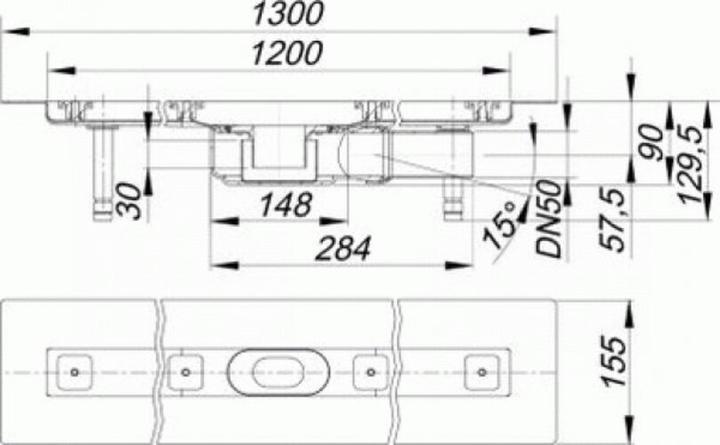 Produktbild Dallmer Duschrinne CeraLine PLAN F 1200mm, 523082, DN 50 Bauhöhe 90mm (1200 mm)