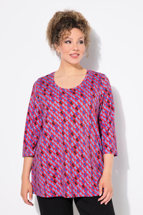 Produktbild Ulla Popken Shirt, bedruckt, A-Linie, Rundhals, 3/4-Arm (50, 52)