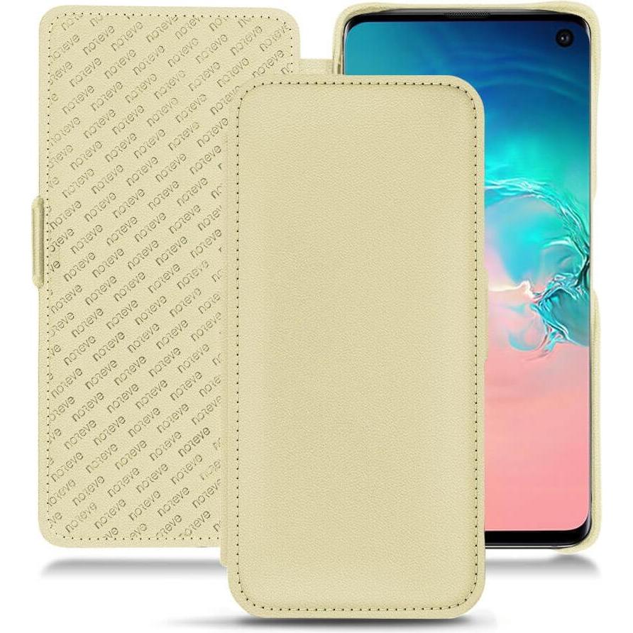 Noreve Lederschutzhülle horizontal (Samsung Galaxy S10e), Smartphone Hülle, Beige